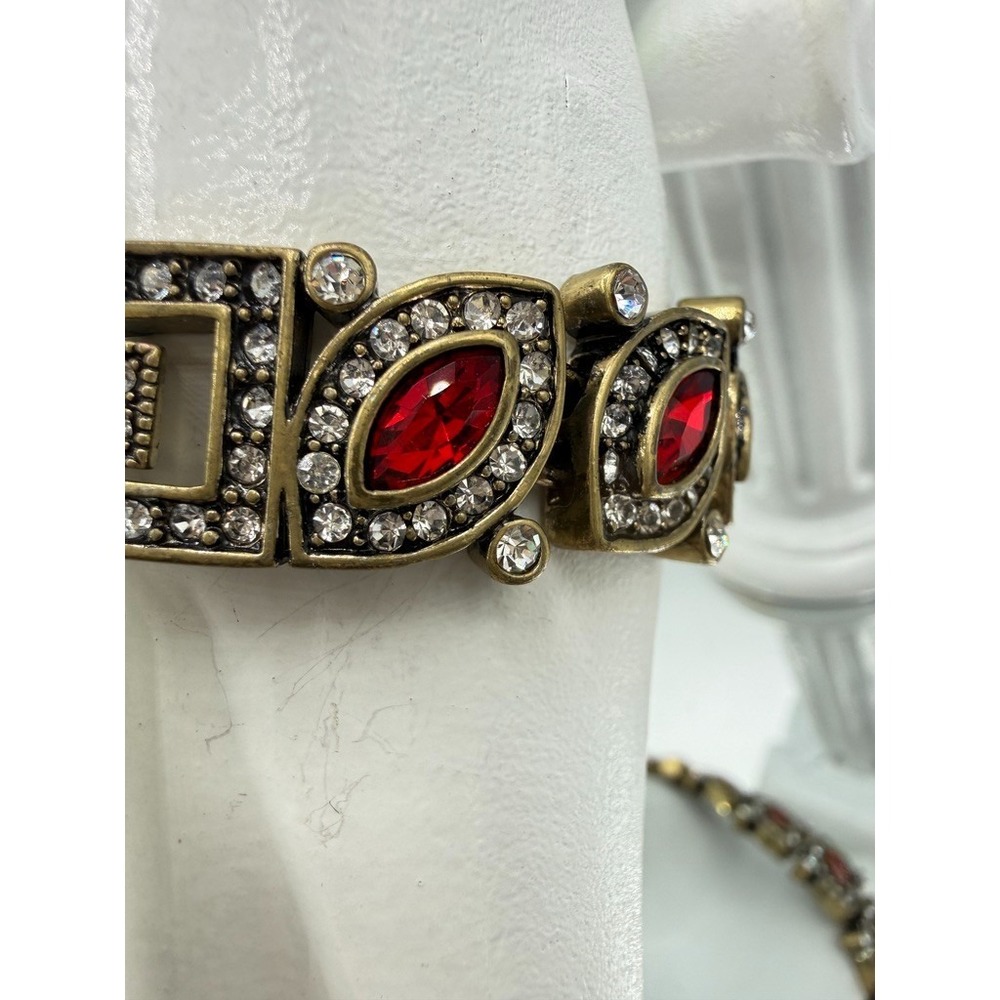 NEW $180 HEIDI DAUS Worth Waiting For Dazzling Crystal Tennis Bracelet RUBY RED - Picture 6 of 11